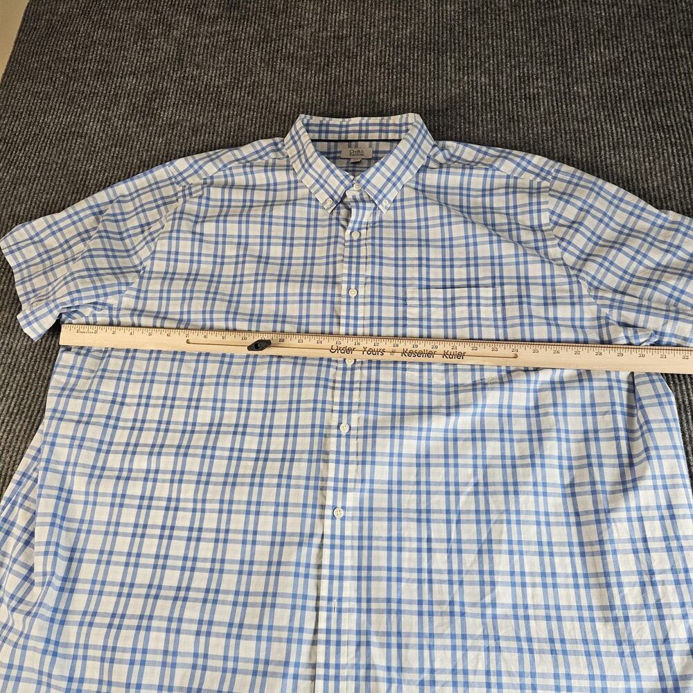 Croft & Barrow Shirt Mens 4XL Big Blue White Plaid‎ Short Sleeve Button Down - Picture 4 of 8